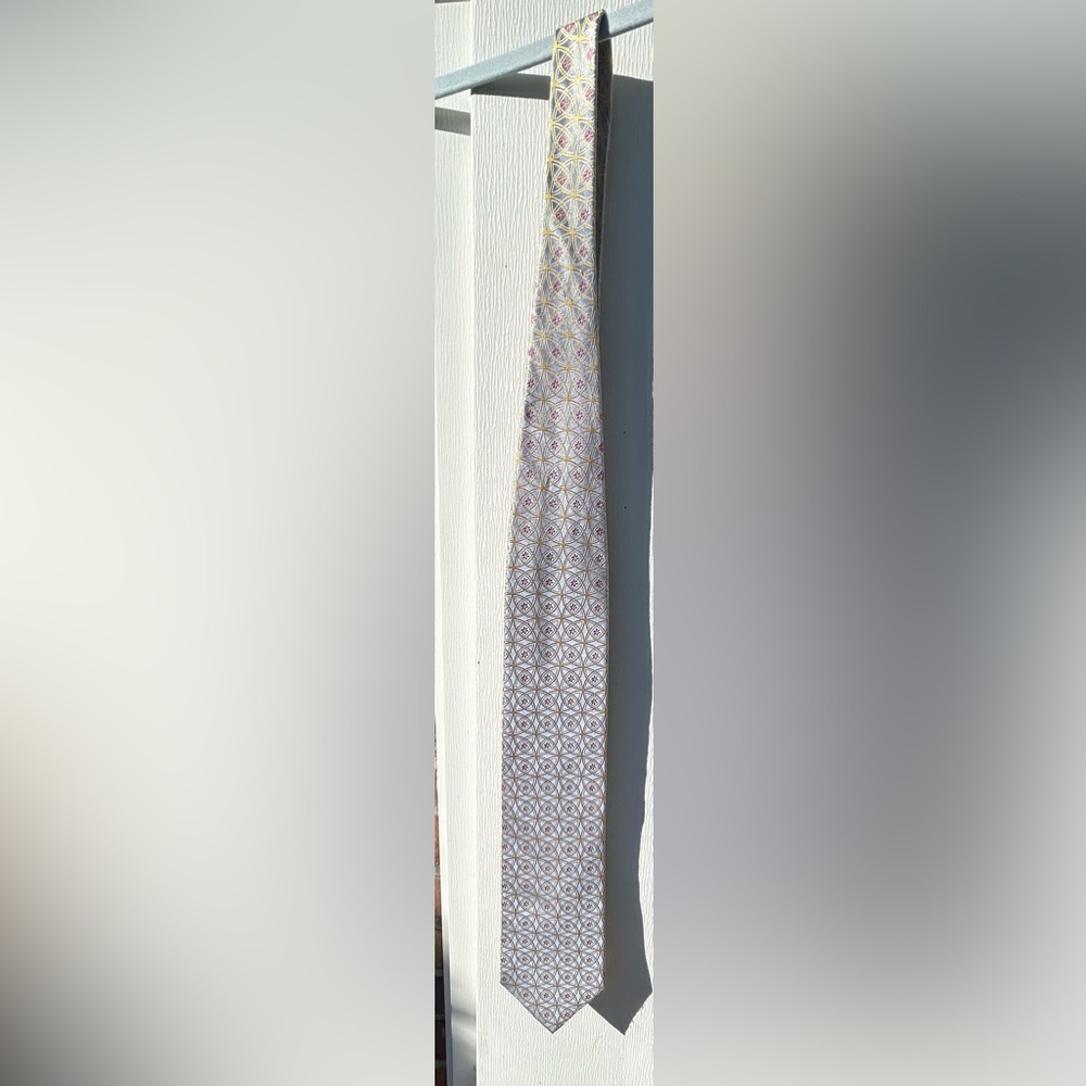 City of London Men’s Yellow & Silver Abstract Square Print Tie, Christmas